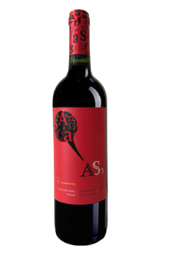 Vinho Chileno Reserva AS3 Cabernet Sauvignon Tinto 750ml - 1 Unidade